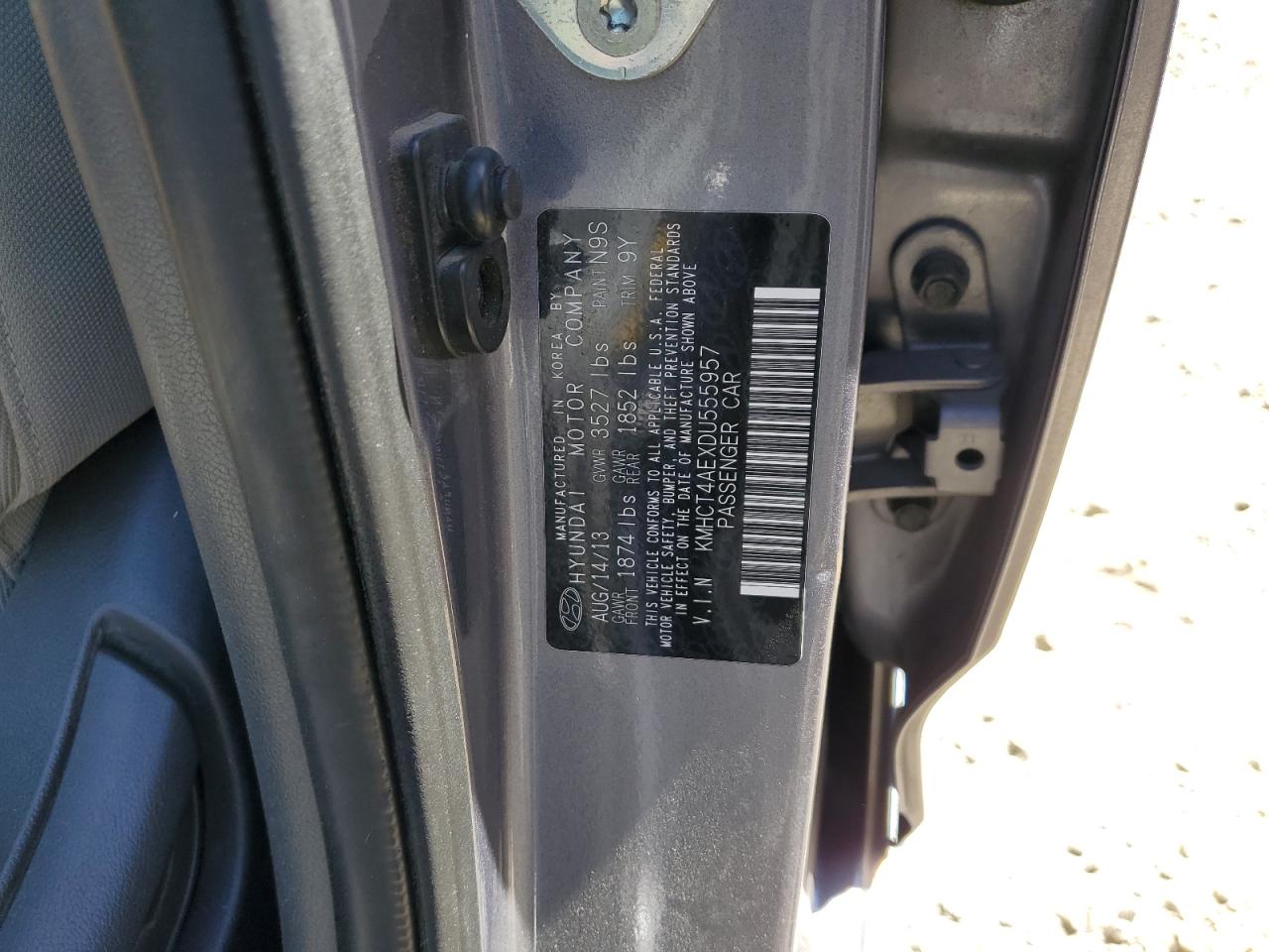 KMHCT4AEXDU555957 2013 Hyundai Accent Gls