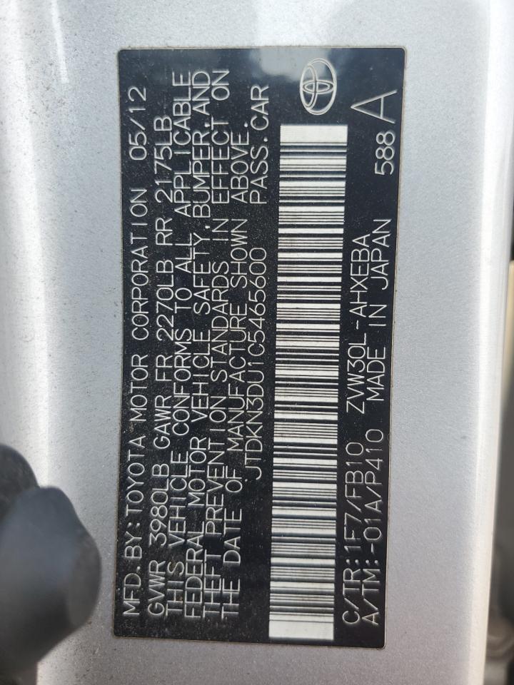 JTDKN3DU1C5465600 2012 Toyota Prius