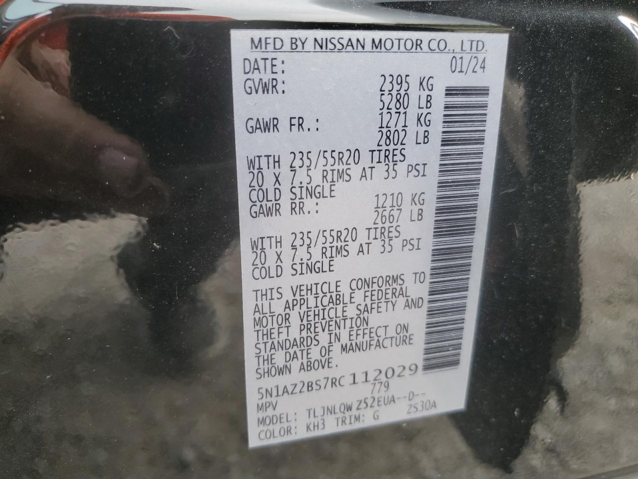 5N1AZ2BS7RC112029 2024 Nissan Murano Sv