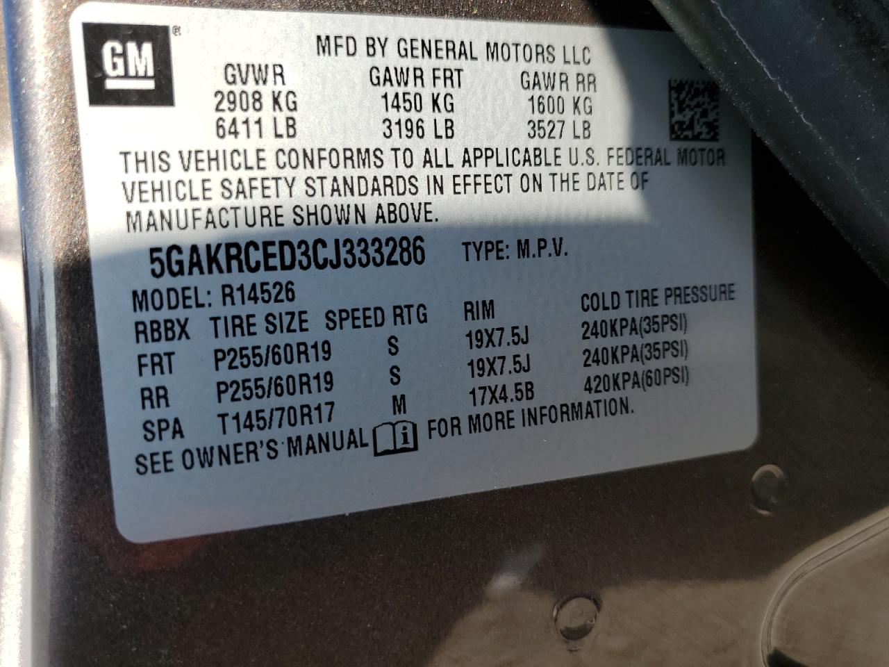 5GAKRCED3CJ333286 2012 Buick Enclave