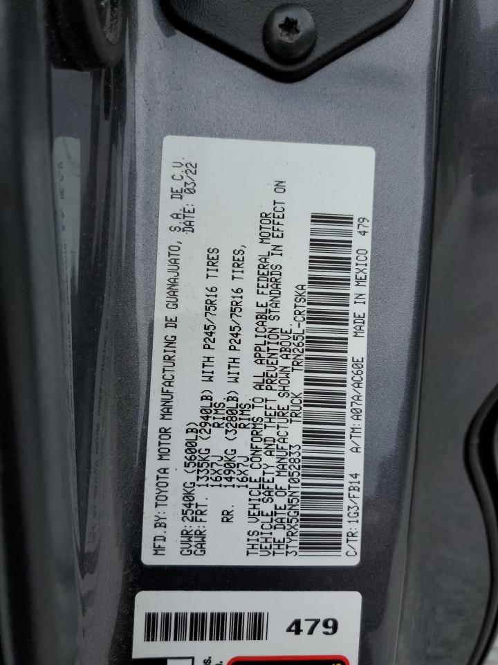 2022 Toyota Tacoma Access Cab VIN: 3TYRX5GN5NT052833 Lot: 71021164