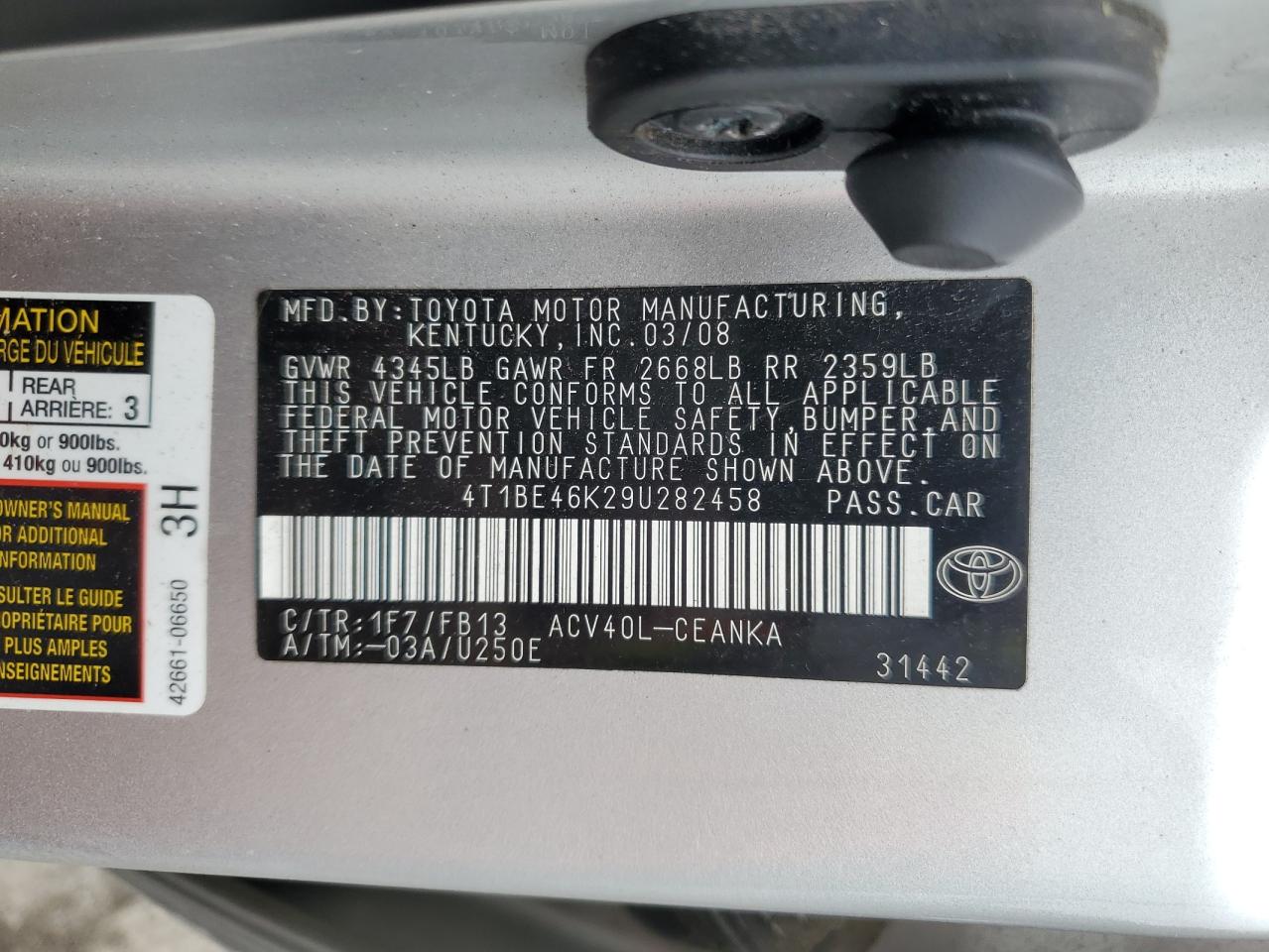 4T1BE46K29U282458 2009 Toyota Camry Base