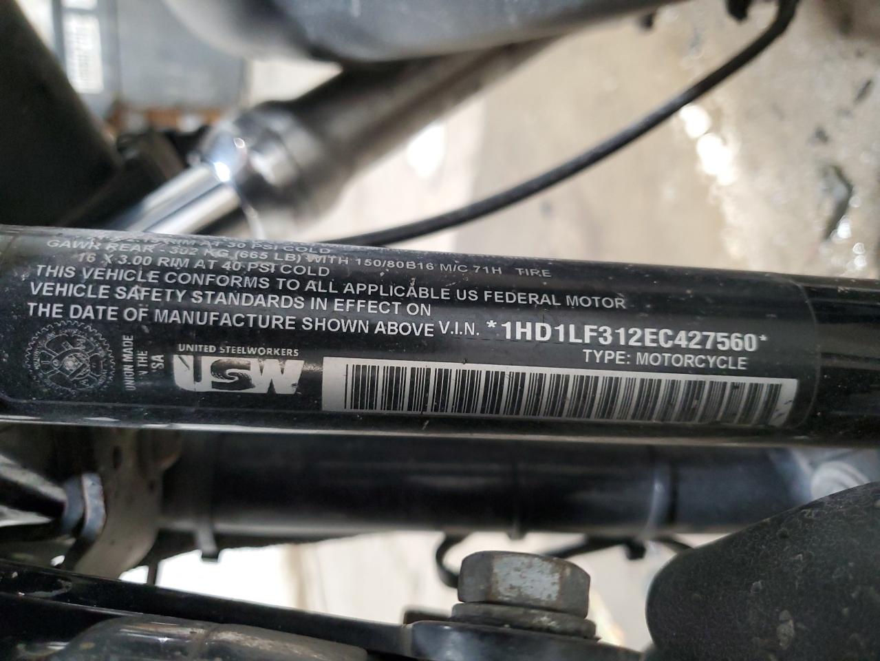 2014 Harley-Davidson Xl1200 V VIN: 1HD1LF312EC427560 Lot: 71996694
