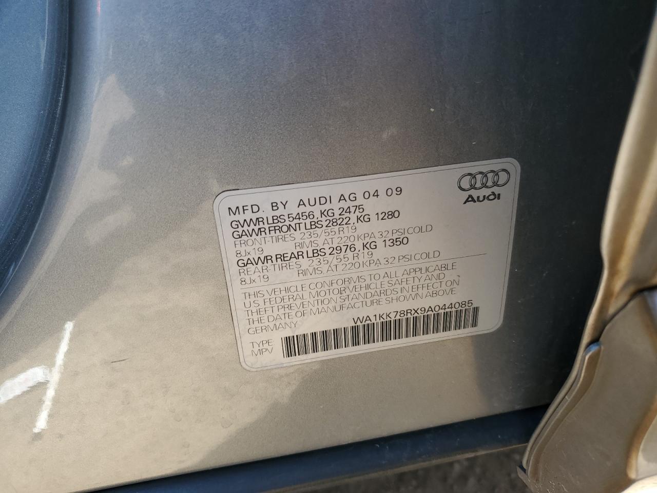 WA1KK78RX9A044085 2009 Audi Q5 3.2