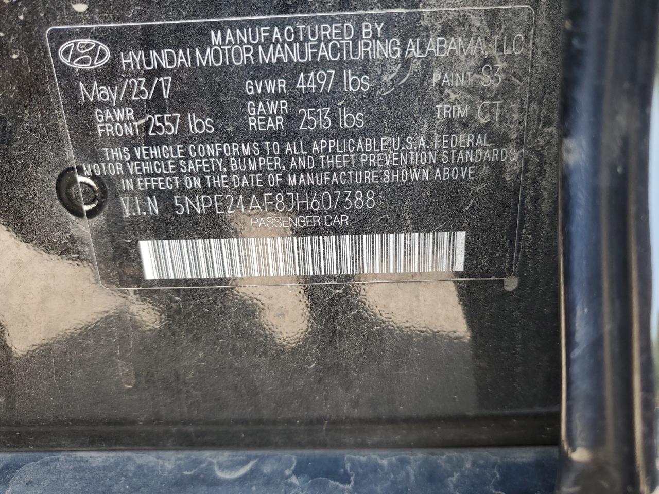 5NPE24AF8JH607388 2018 Hyundai Sonata Se