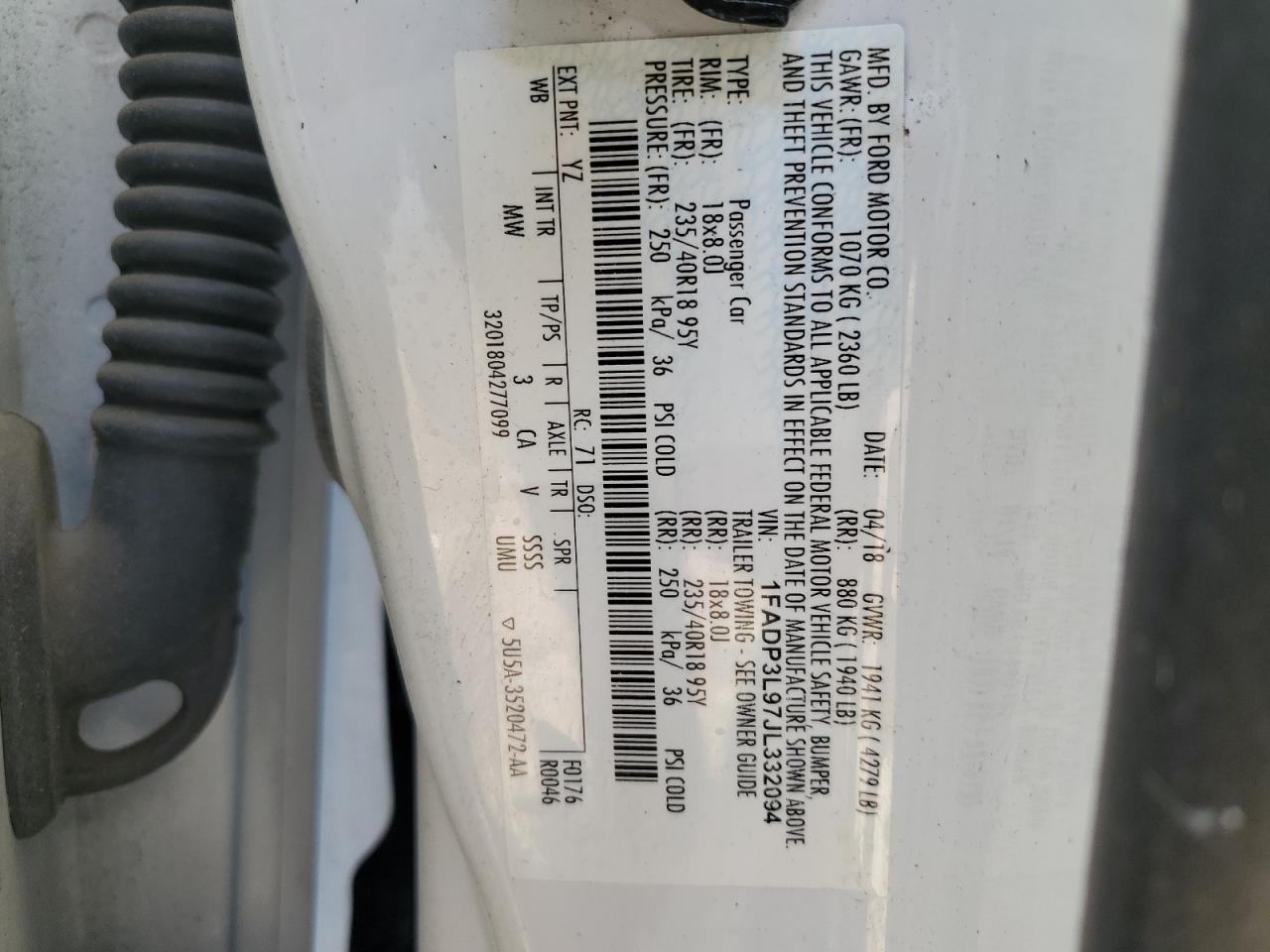 1FADP3L97JL332094 2018 Ford Focus St