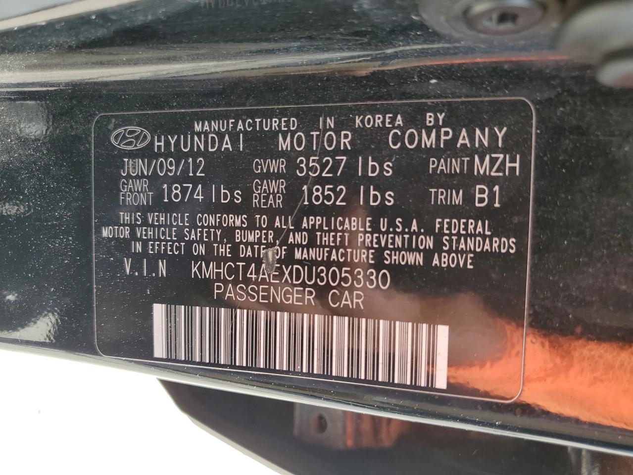 KMHCT4AEXDU305330 2013 Hyundai Accent Gls