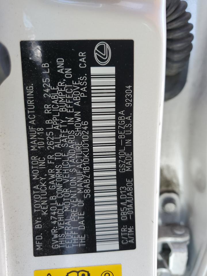 58ABZ1B10KU010246 2019 Lexus Es 350