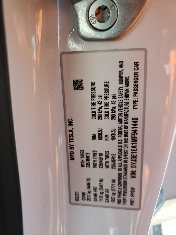 5YJ3E1EA1MF941440 2021 Tesla Model 3