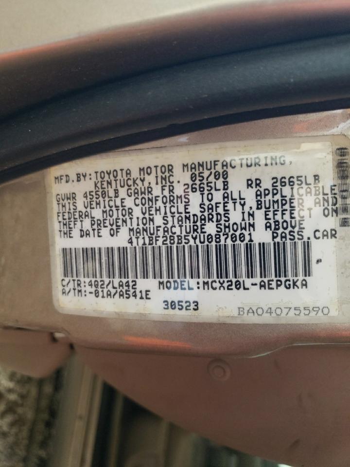 4T1BF28B5YU087001 2000 Toyota Avalon Xl