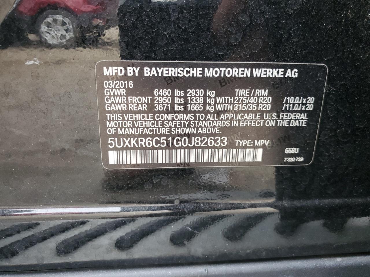 5UXKR6C51G0J82633 2016 BMW X5 xDrive50I