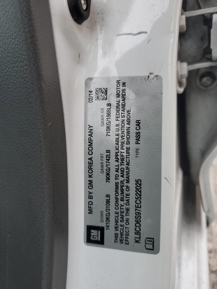 2014 Chevrolet Spark 1Lt Auto VIN: KL8CD6S97EC522025 Lot: 43441155