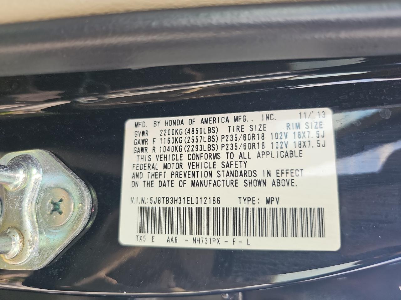 5J8TB3H31EL012186 2014 Acura Rdx