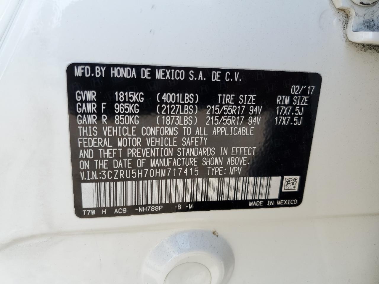 3CZRU5H70HM717415 2017 HONDA HR-V - Image 13