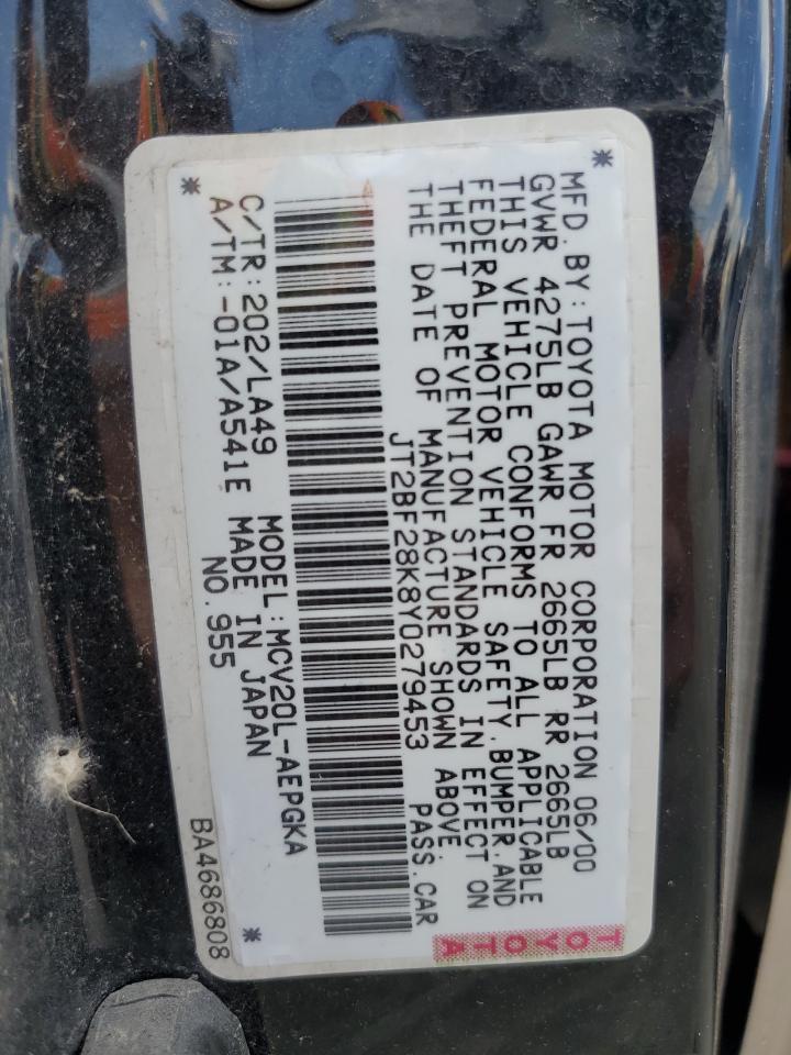 JT2BF28K8Y0279453 2000 Toyota Camry Le