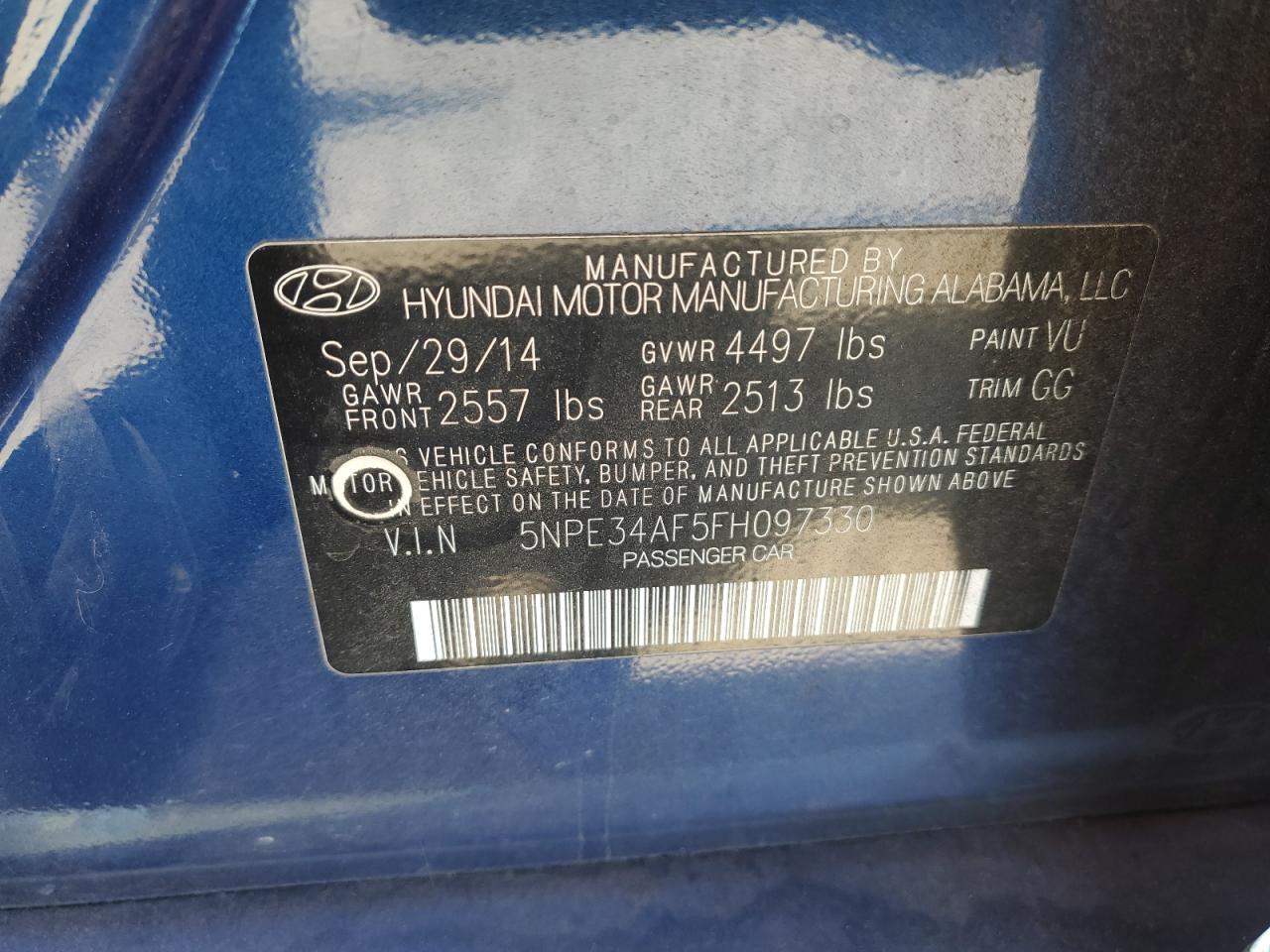 5NPE34AF5FH097330 2015 Hyundai Sonata Sport