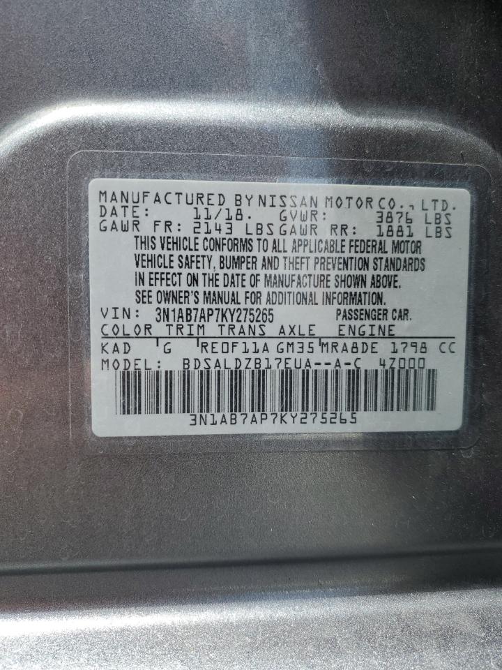 3N1AB7AP7KY275265 2019 Nissan Sentra S