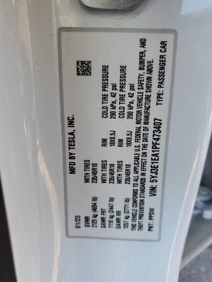 2023 Tesla Model 3 VIN: 5YJ3E1EA1PF473407 Lot: 69778034