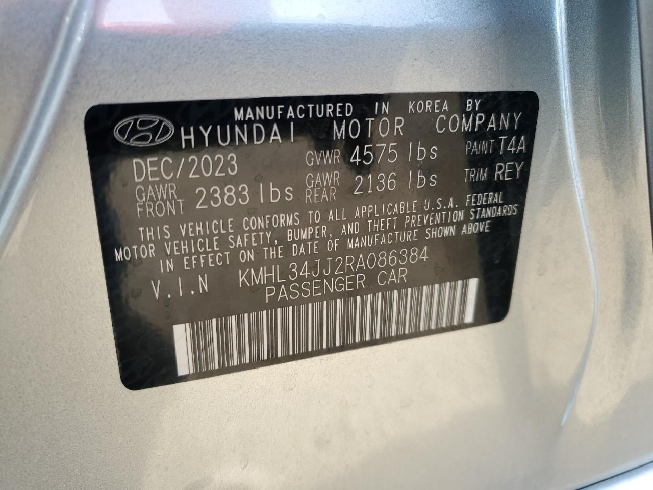 KMHL34JJ2RA086384 2024 Hyundai Sonata Hybrid