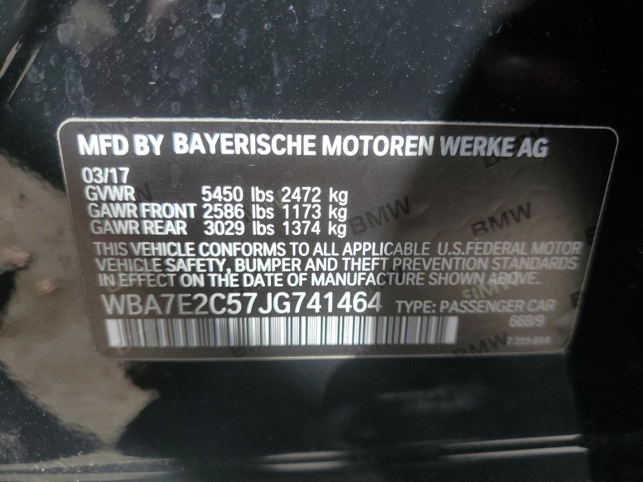 WBA7E2C57JG741464 2018 BMW 740 I