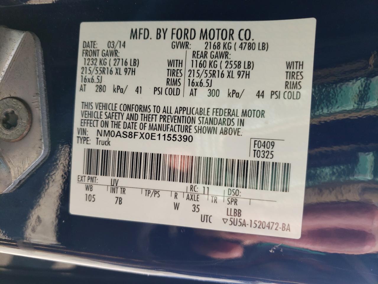 NM0AS8FX0E1155390 2014 Ford Transit Connect Xlt