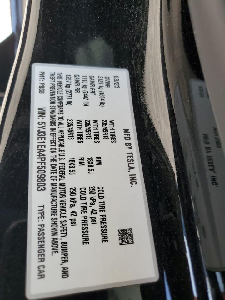 5YJ3E1EA4PF509803 2023 Tesla Model 3