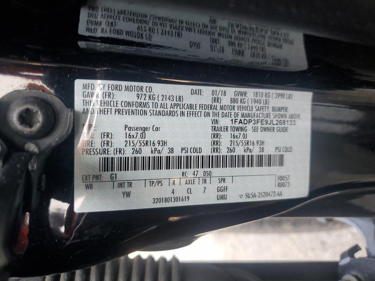 1FADP3FE9JL268133 2018 Ford Focus Se