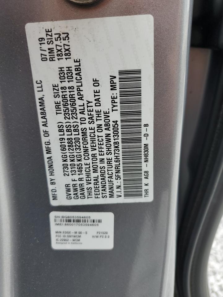 5FNRL6H73KB130054 2019 Honda Odyssey Exl