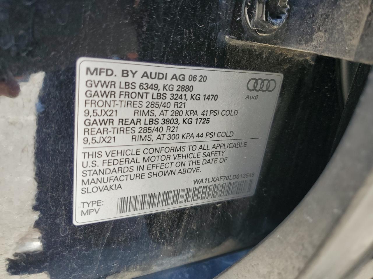 WA1LXAF701D012546 2020 Audi Q-7