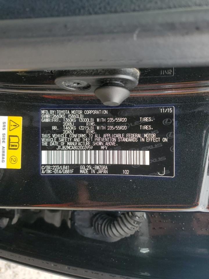 JTJBZMCA8G2003959 2016 Lexus Rx 350