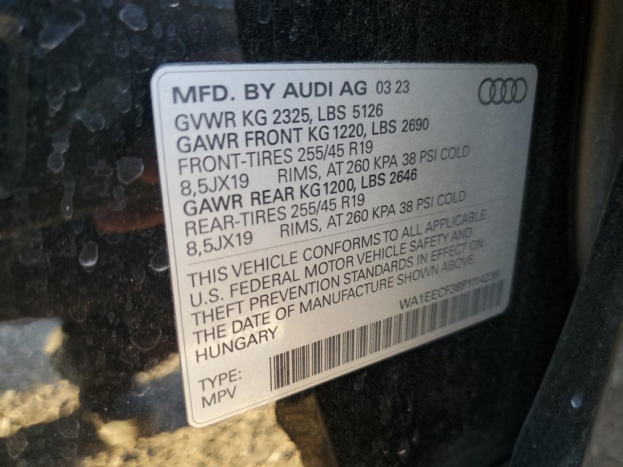 WA1EECF38P1114238 2023 Audi Q3 Premium Plus S Line 45