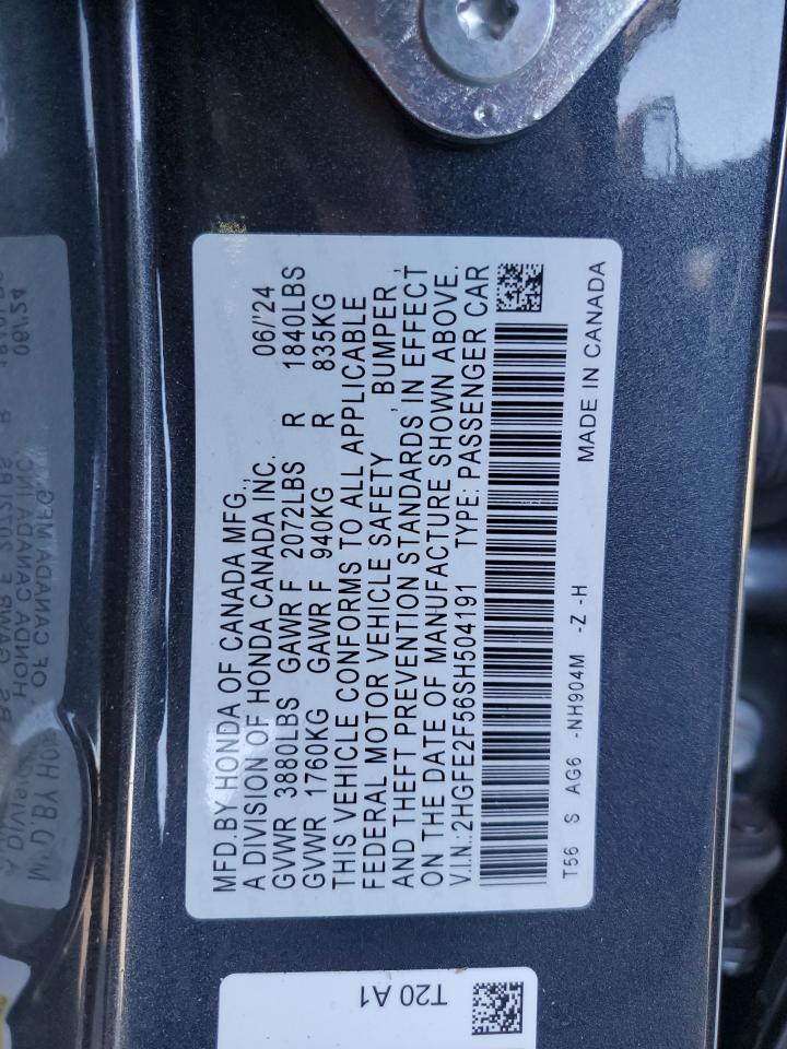 2HGFE2F56SH504191 2025 Honda Civic Sport