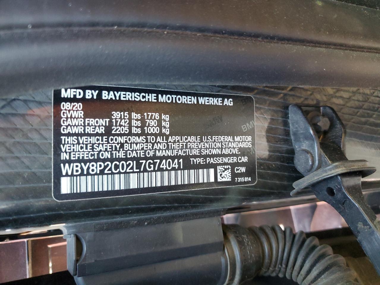 WBY8P2C02L7G74041 2020 BMW I3 Bev