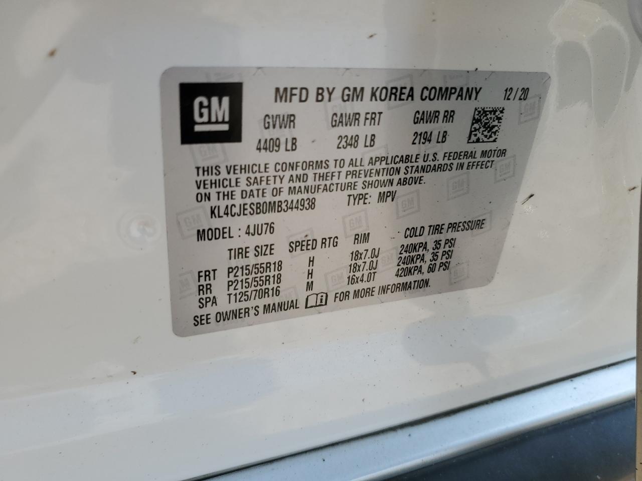 KL4CJESB0MB344938 2021 Buick Encore Preferred