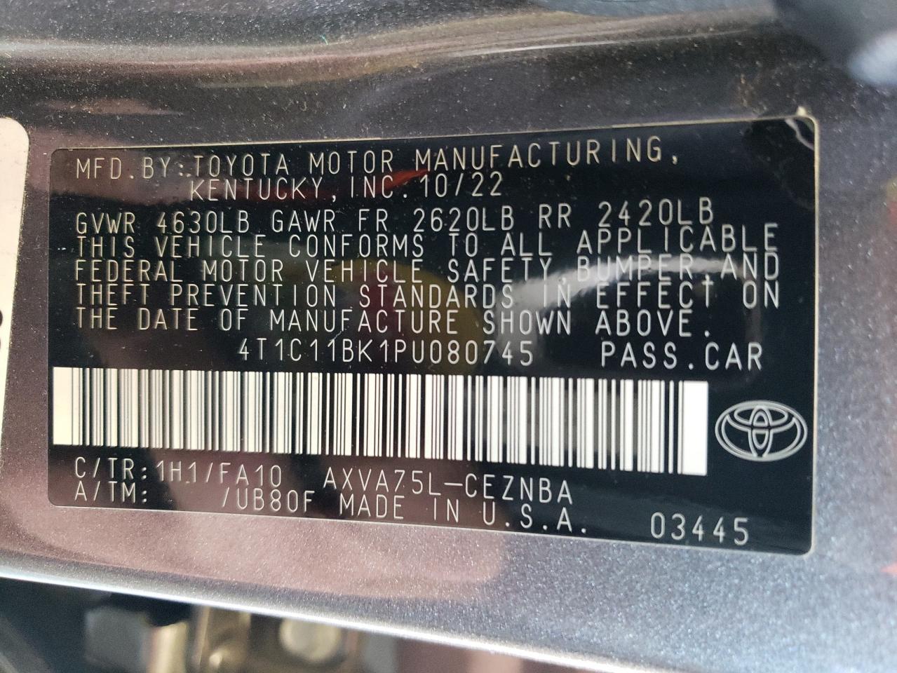 4T1C11BK1PU080745 2023 Toyota Camry Le