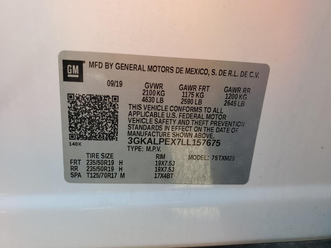 3GKALPEX7LL157675 2020 GMC Terrain Slt