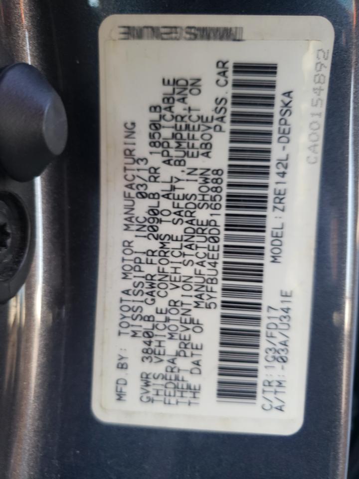 5YFBU4EE0DP165888 2013 Toyota Corolla Base