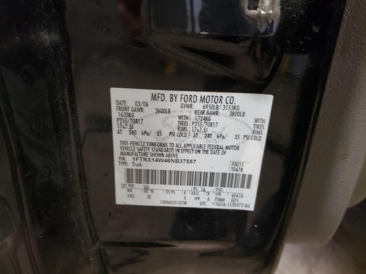 1FTRX14W46NB37557 2006 Ford F150