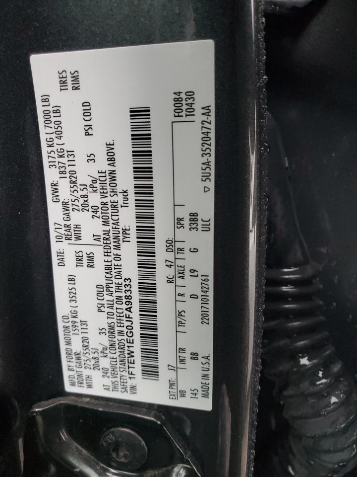 1FTEW1EG0JFA98333 2018 Ford F150 Supercrew