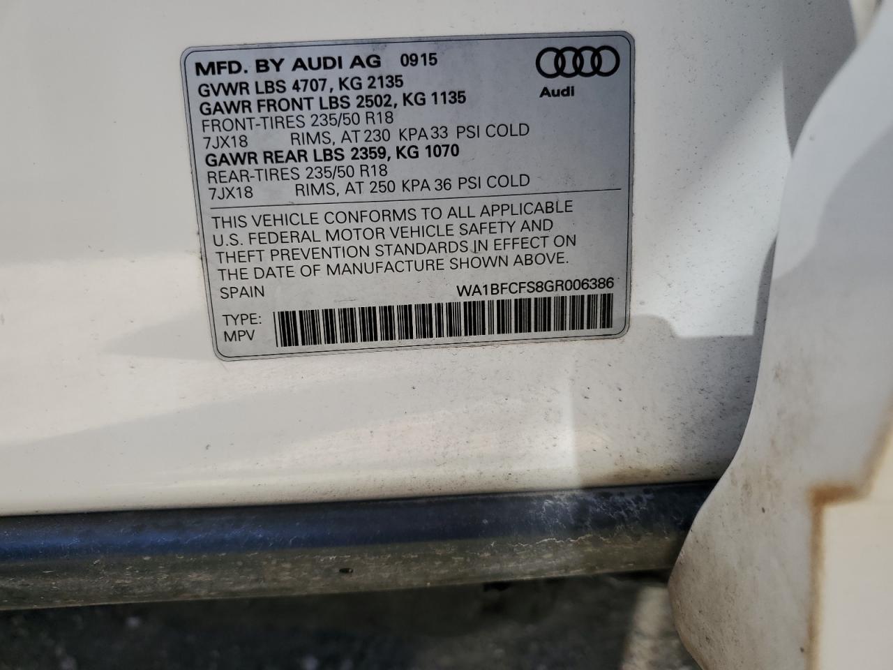 WA1BFCFS8GR006386 2016 Audi Q3 Premium Plus