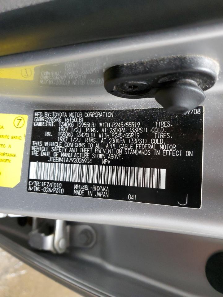 JTEEW41A792026904 2009 Toyota Highlander Hybrid