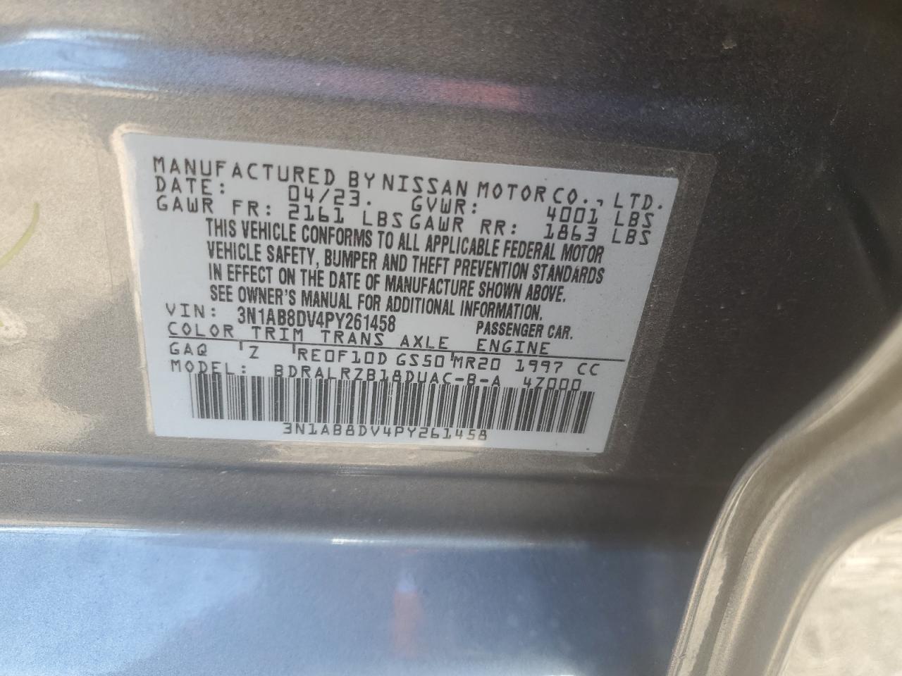 3N1AB8DV4PY261458 2023 Nissan Sentra Sr