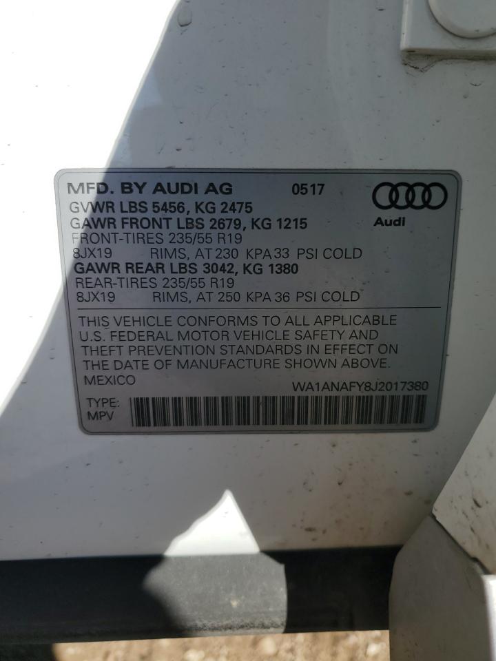 WA1ANAFY8J2017380 2018 Audi Q5 Premium