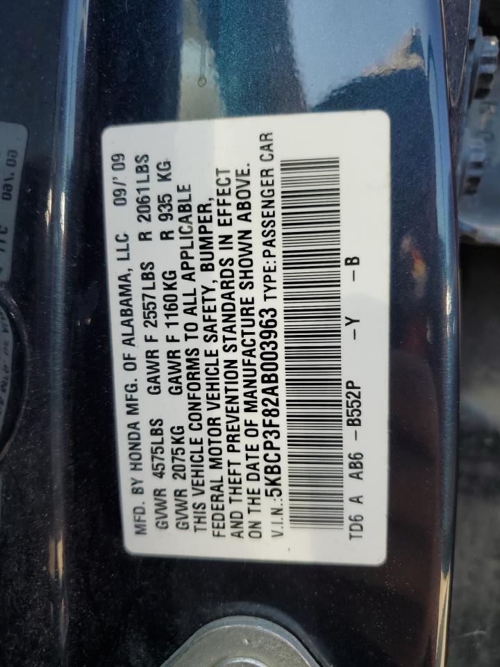 5KBCP3F82AB003963 2010 Honda Accord Exl