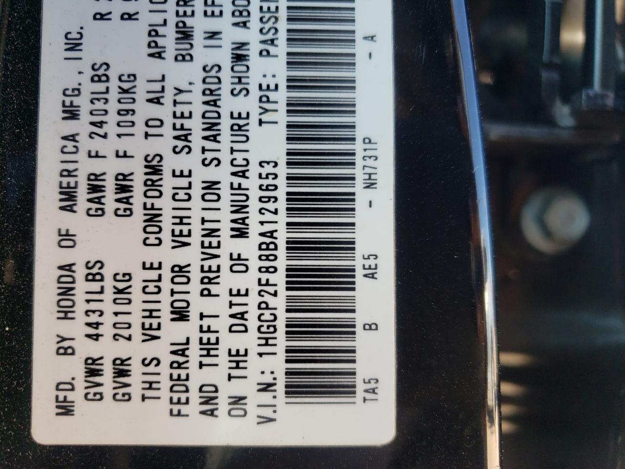 1HGCP2F88BA129653 2011 Honda Accord Exl