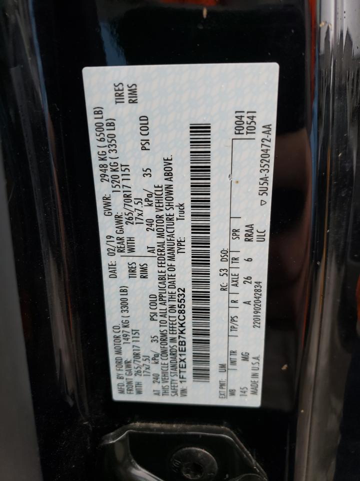 1FTEX1EB7KKC85532 2019 Ford F150 Super Cab