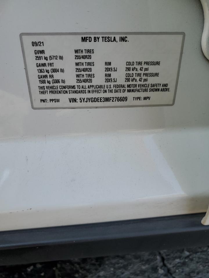 5YJYGDEE3MF276609 2021 Tesla Model Y