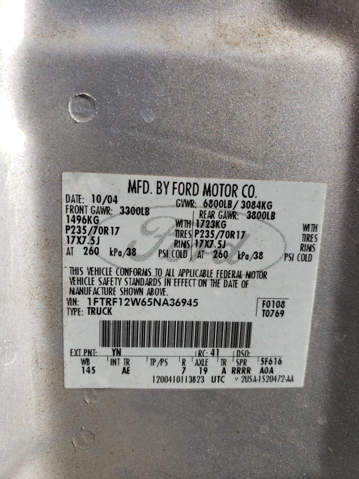 1FTRF12W65NA36945 2005 Ford F150 1FTRF12W65NA36945 2005 Ford F150