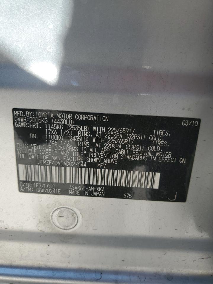 JTMZF4DV5AD027644 2010 Toyota Rav4