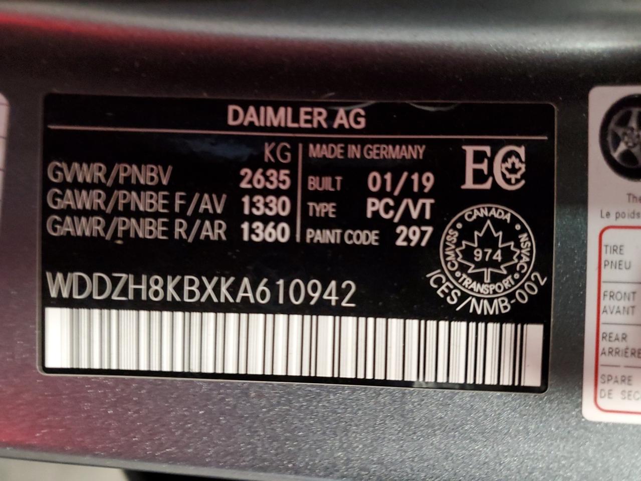 WDDZH8KBXKA610942 2019 Mercedes-Benz E 63 Amg-S 4Matic